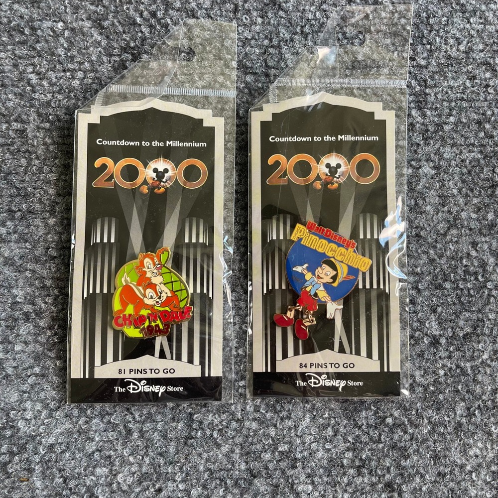 Disney Store Countdown to the Millennium 2000 Pins Chip n‎ Dale Pinocchio Set 2